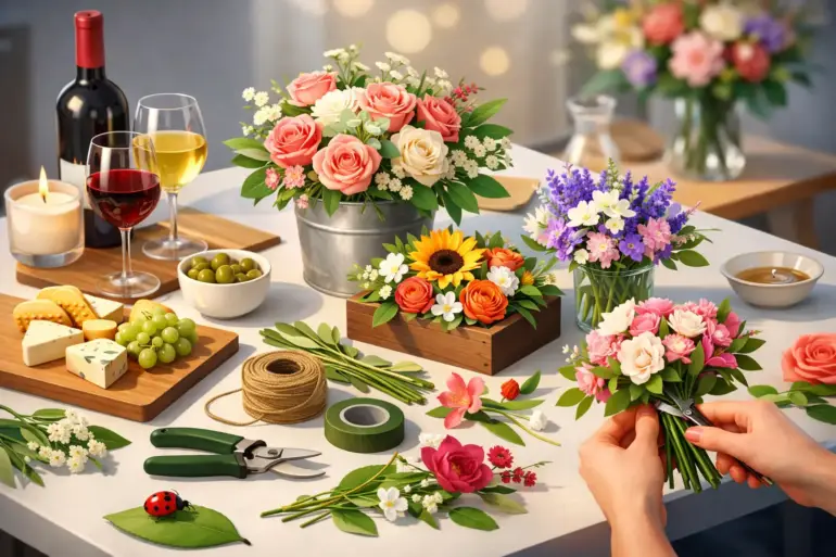 Wine and Floral Design Class in Springfield MO